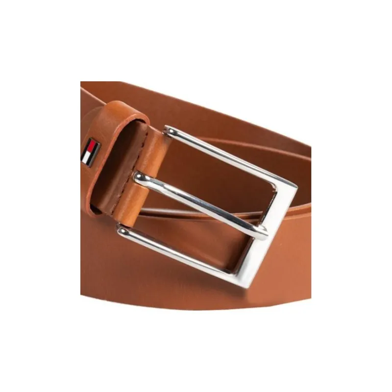 Tommy Hilfiger Solid Color Design Genuine Leather Leather Belts Men's Brown --2