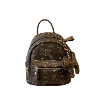 RKM PU Backpack Unisex Coffee/Pink/Brown/White