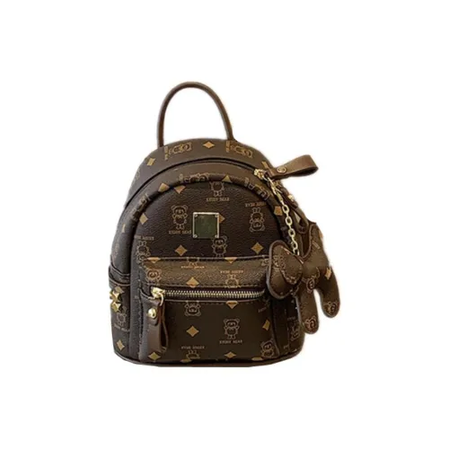 RKM PU Backpack Unisex Coffee/Pink/Brown/White