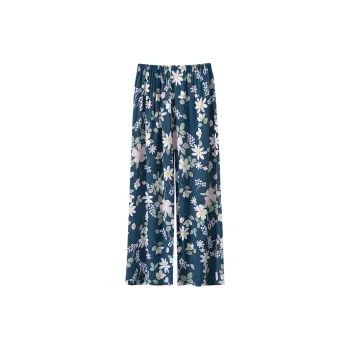 MADALLO Pajama Pants Women's Blue Background Mulan Flower