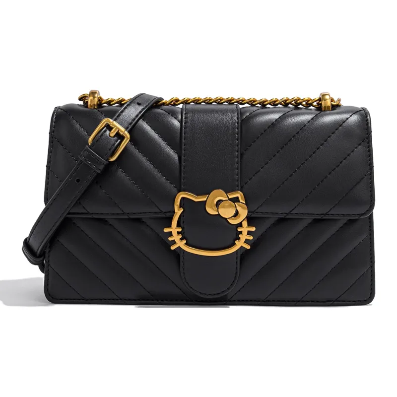 MESUCA Sanrio Hello Kitty Series PU Shoulder Bag Regular Women's Black/White/Milk Tea-1
