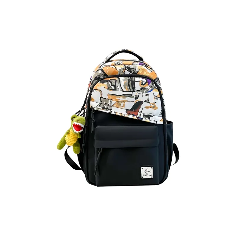 Travel Nylon Backpack Regular Unisex Green/Blue/Yellow-13