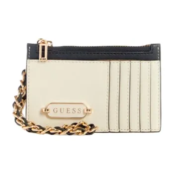 GUESS Artificial Leather Card Holder Wallet Women's Gray White