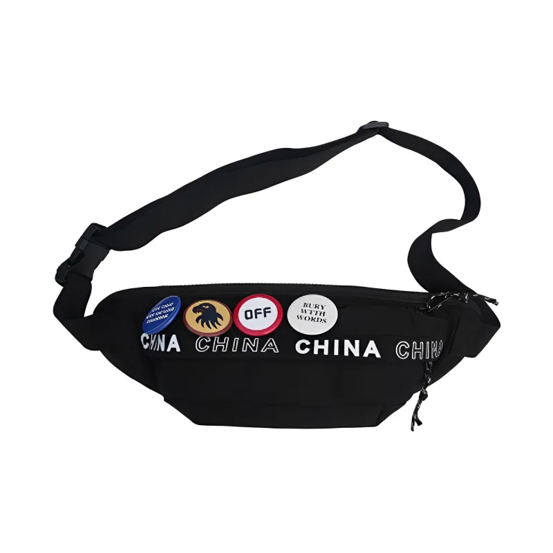 Warrior Polyamide With Nylon Sling Bag Regular Unisex Black White-3