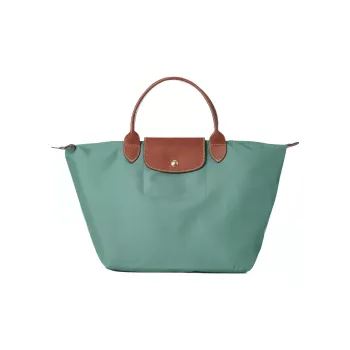 LONGCHAMP Le Pliage Canvas With Leather Trim Tote Bag Shopping Bag Dumpling Bag Handbag Medium Size Women's Beech Green