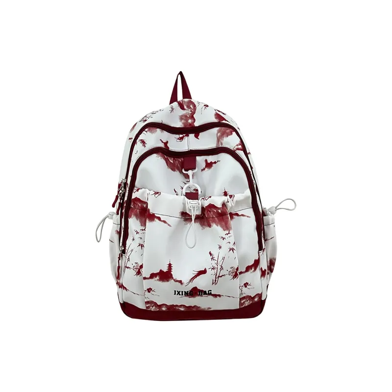 Kaka Tree Nylon Laptop Backpacks Regular Unisex Pink/Red/Black/Green-17
