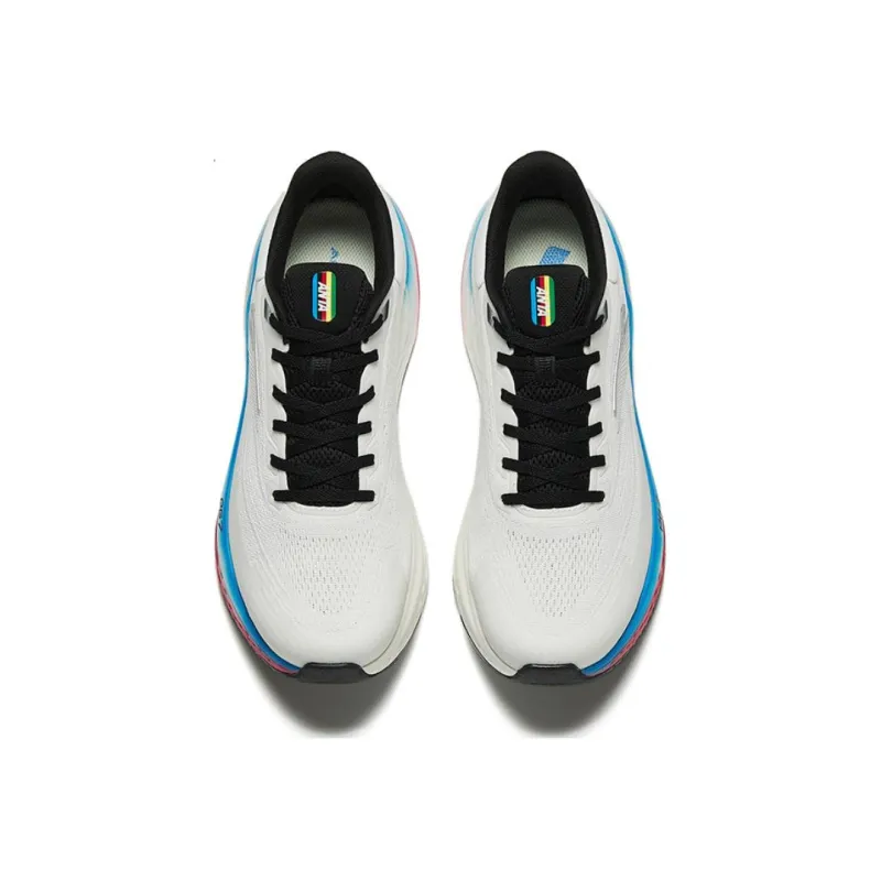 Anta Abrasion Resistant Low Top Long Distance Running Shoes Men's White Blue Red-2