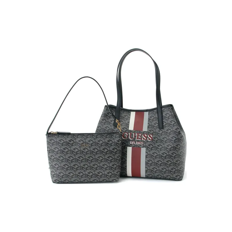GUESS Polyurethane Tote Bag Shopping Bag Shoulder Bags Women's Charcoal Gray-1