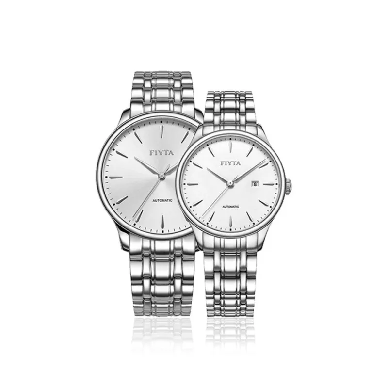 Fiyta Classic Collection Automatic Mechanical Movement Stainless Steel Strap Watch Unisex White Dial-3