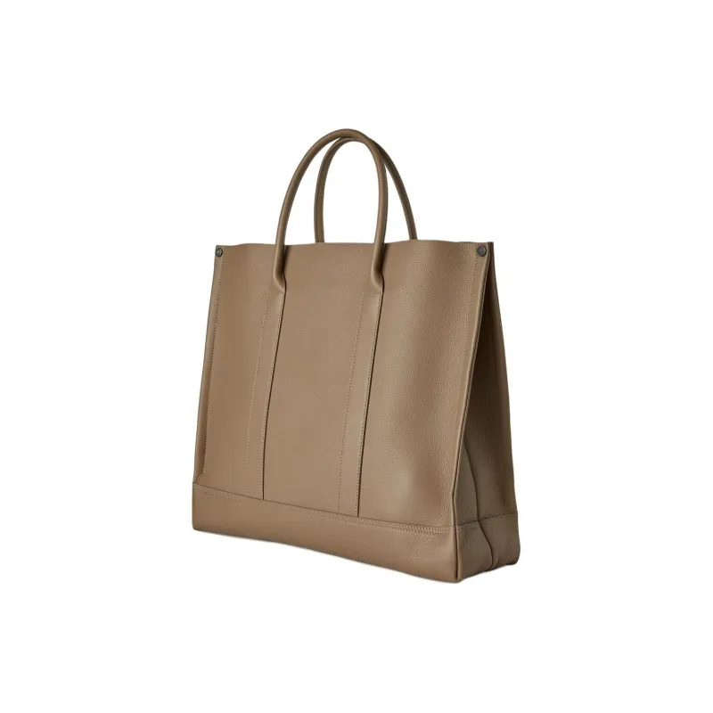 Loro Piana Cow Leather Tote Bag, Shopping Bag, Shoulder Bag, Handbag Small Size Women's Dark Coffee Brown-1