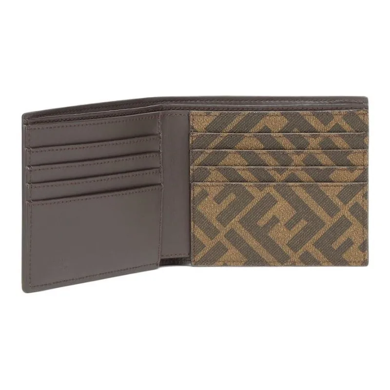 FENDI Calfskin Wallet Men's Brown-2