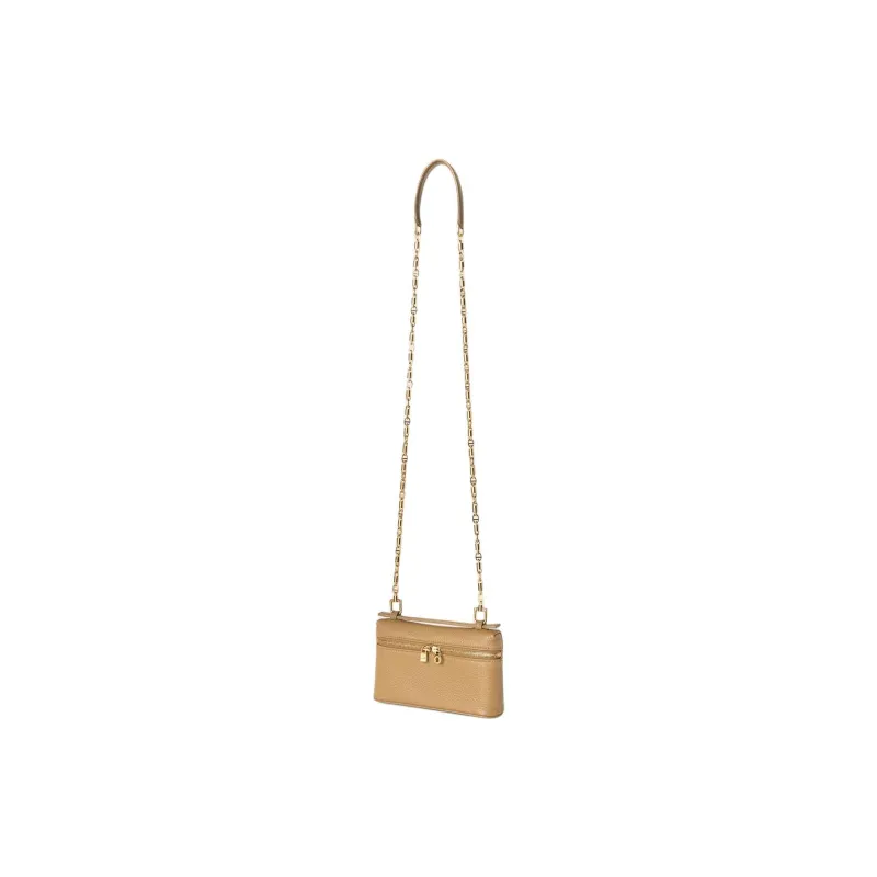 Loro Piana Cow Leather Clutch Mini Women's Stone Color & Sun Gold-1