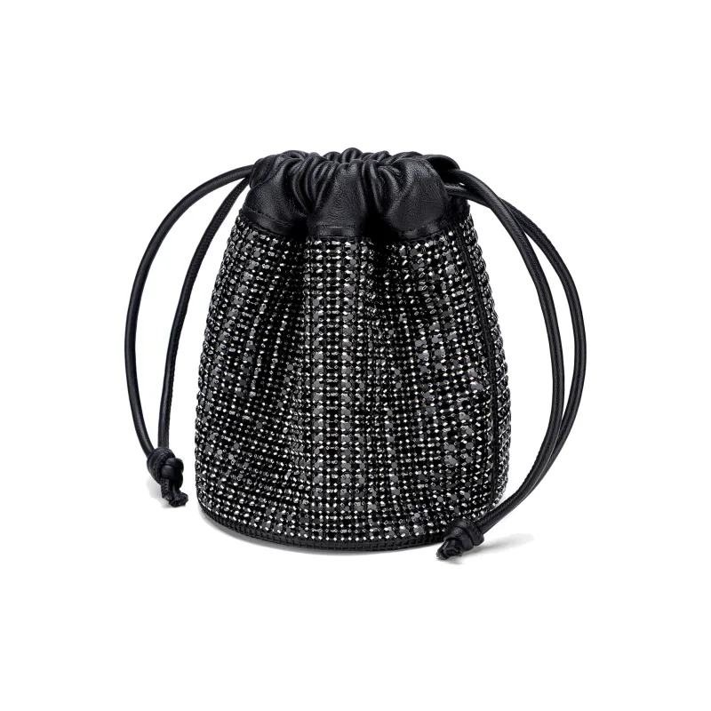 NothingButMini Rhinestone Sheepskin Shoulder Bag Women's Crystal White/Crystal Black-2