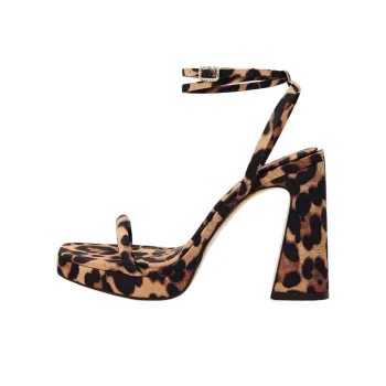 ZARA Strap Sandals 11cm Women's Leopard Print