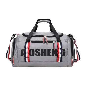 OURFUN Oxford Gym Bag Large Size Unisex Light Gray/Black/Lotus Color/Denim Blue