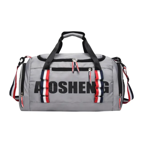 OURFUN Oxford Gym Bag Large Size Unisex Light Gray/Black/Lotus Color/Denim Blue