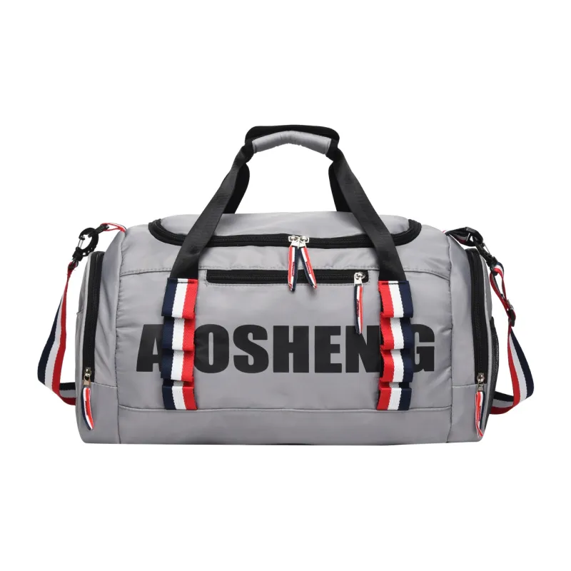 OURFUN Oxford Gym Bag Large Size Unisex Light Gray/Black/Lotus Color/Denim Blue-0