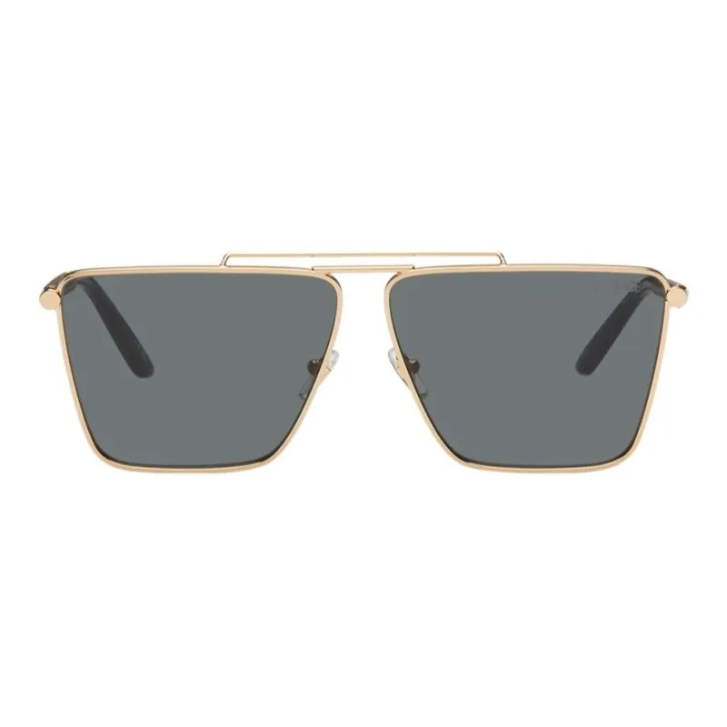 VERSACE Metal Irregular Shape Sunglasses Men's Gold-1