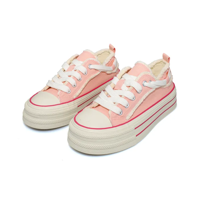 B10CROWN Anti Slip Wear Resistant Breathable Lightweight Low Top Canvas Shoes Women's Pink-4
