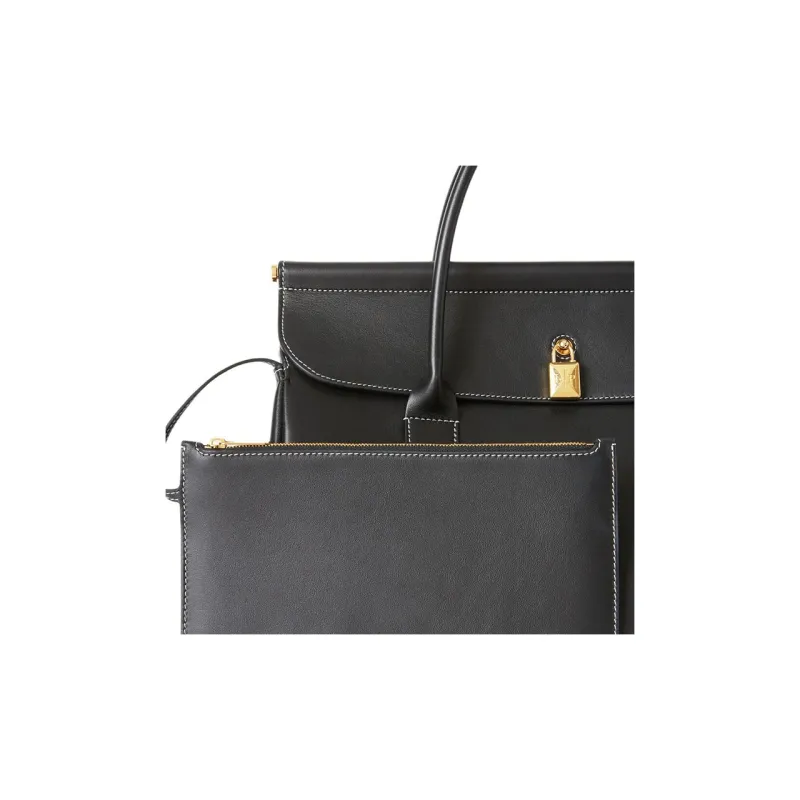 Loro Piana Cow Leather Handbag Women's Black-3