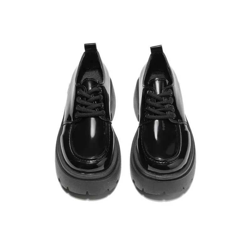 Komanic Ballet Flats Casual Single Shoes Medium Heel Women's Black-1