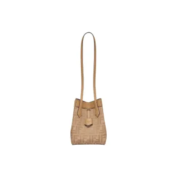 FENDI Origami Calfskin Bucket Bag Handbag Shoulder Bag Unisex Light Brown