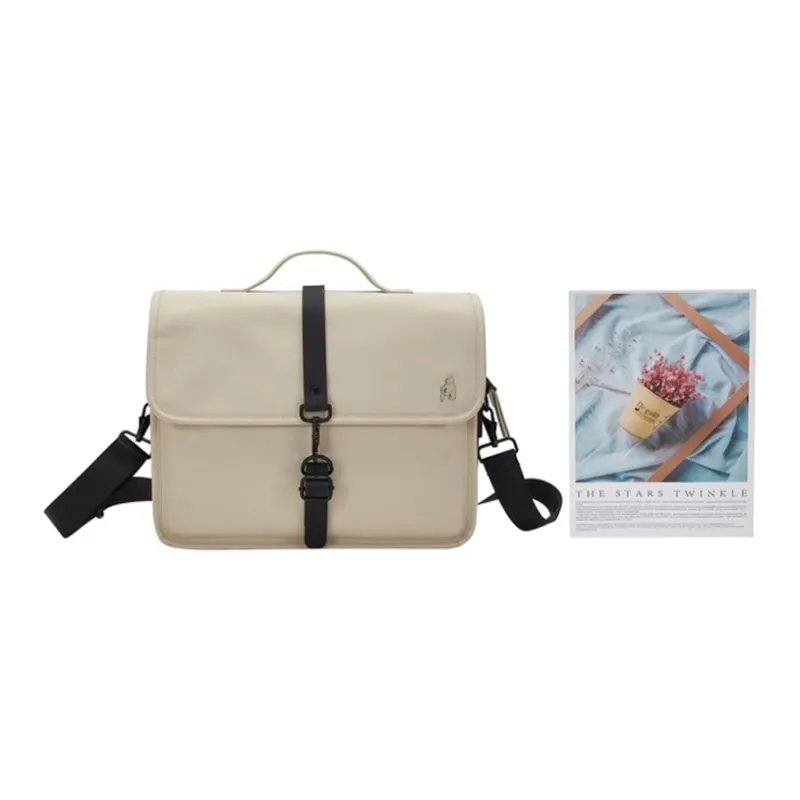 Teenie Weenie Men PU Shoulder Bag, Handbag Medium Size Unisex Ivory-2