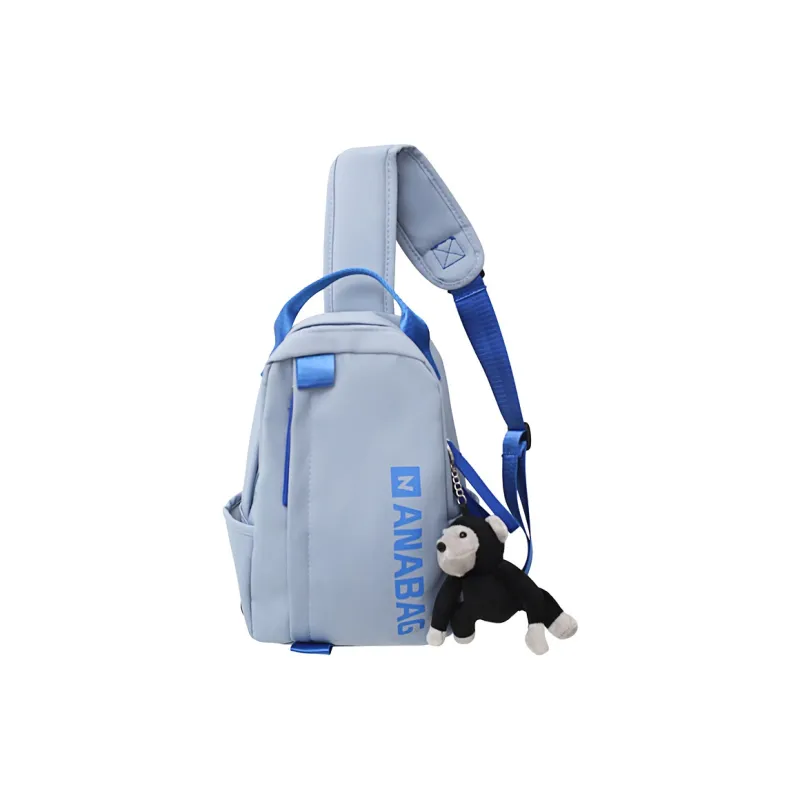 Rainbow Girl Nylon Sling Bag Unisex Ecru/Blue/Gray/Black-3