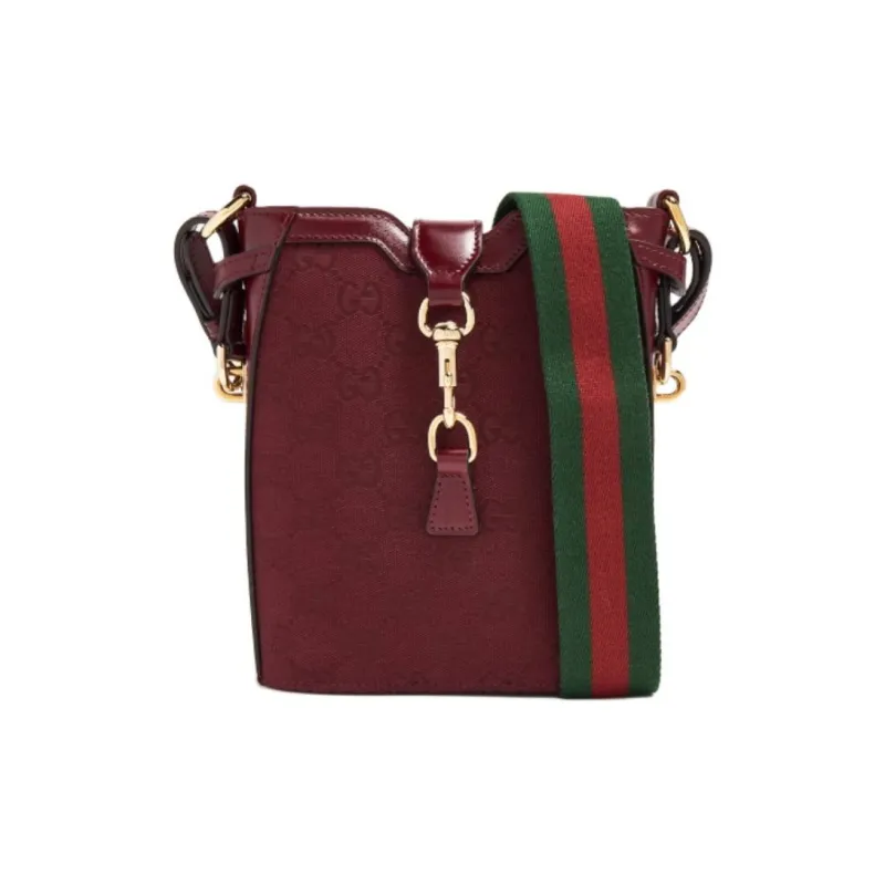 GUCCI Canvas With Leather Bucket Bags Crossbody Bag, Shoulder Bag Women's Red-0
