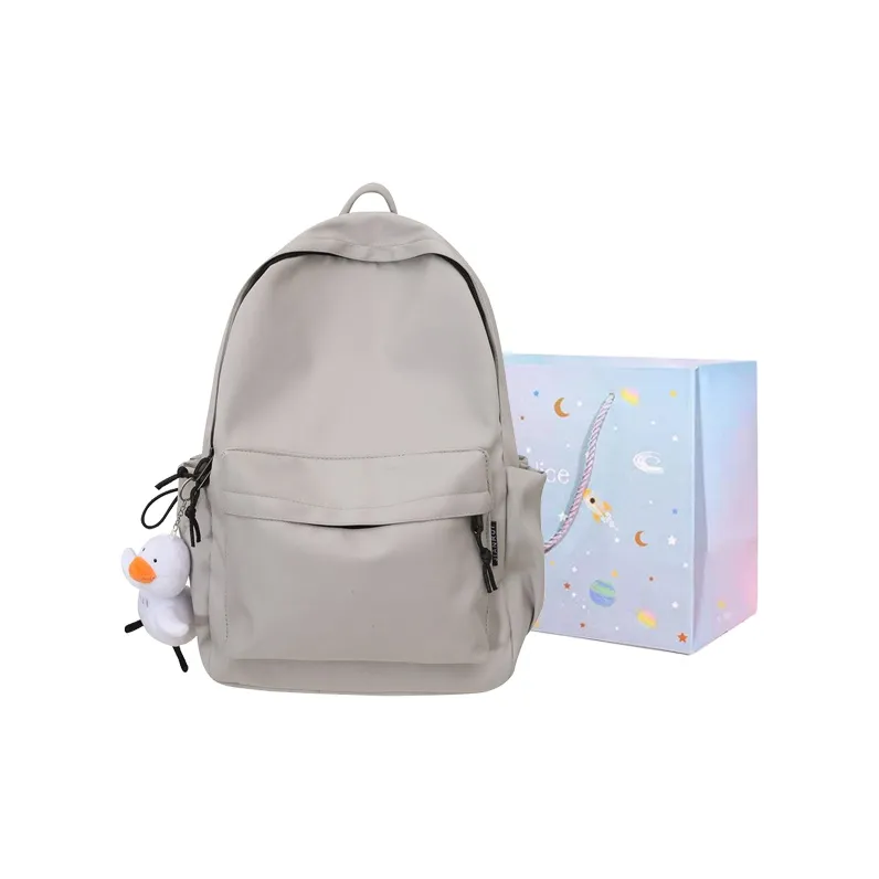 GOX Nylon Backpack Regular Unisex White/Light Gray/Black/Dark Gray-2