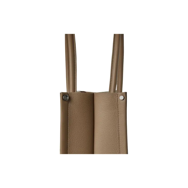 Loro Piana Cow Leather Tote Bag, Shopping Bag, Handbag Tubas Men's Dark Coffee Brown-2