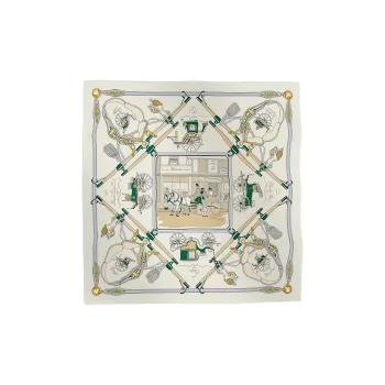 HERMES Silk Scarves Women's White