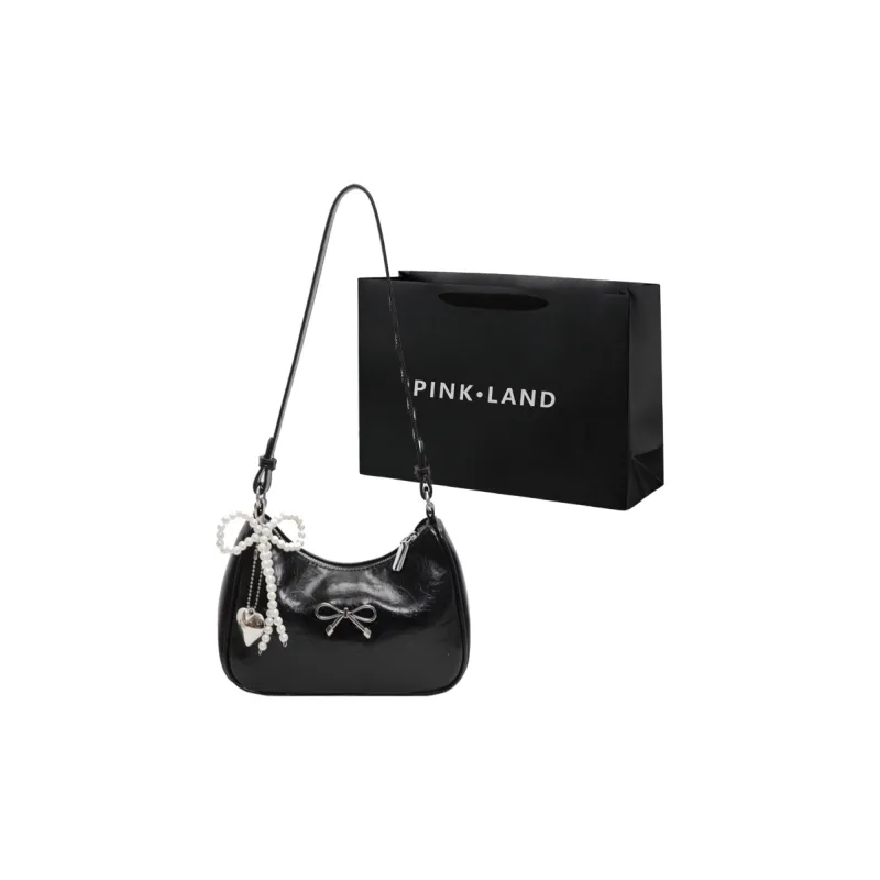 PINK·LAND PU Shoulder Bag Women's Ecru/Silver/Black/Burgundy/Brown-12