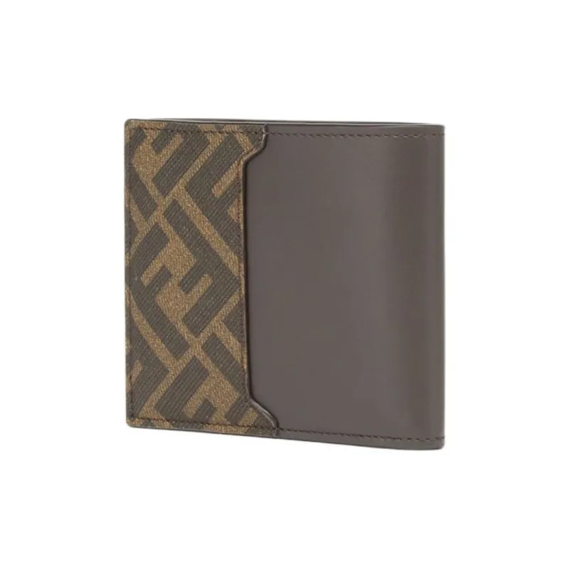 FENDI Calfskin Wallet Men's Brown-1