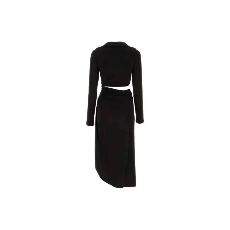OFF-WHITE Ruched Long-Sleeved Dress-1