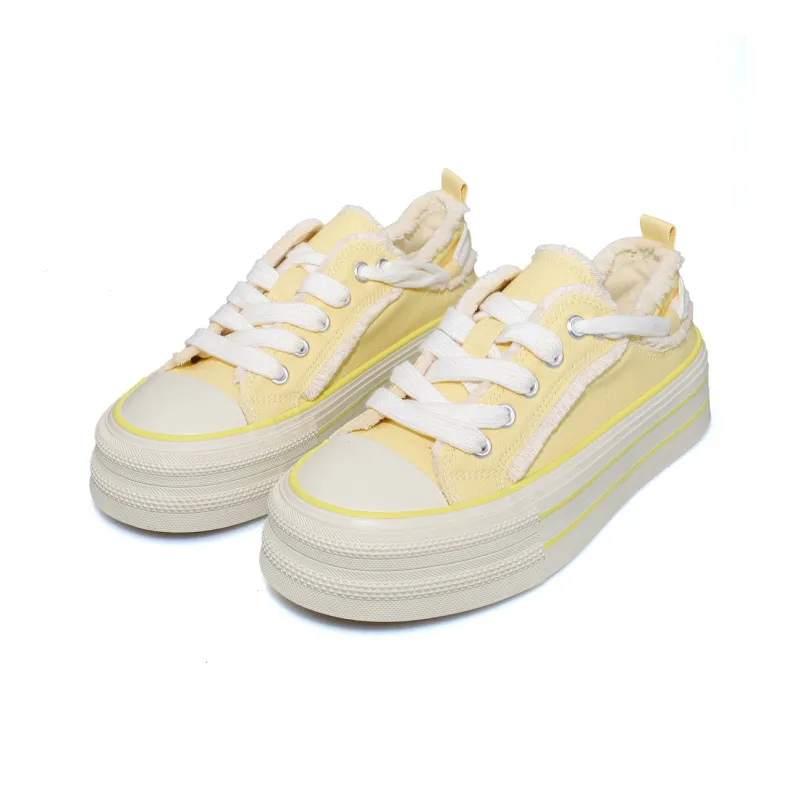 B10CROWN Anti Slip Wear Resistant Breathable Lightweight Low Top Canvas Shoes Women's Mandarin Yellow-4