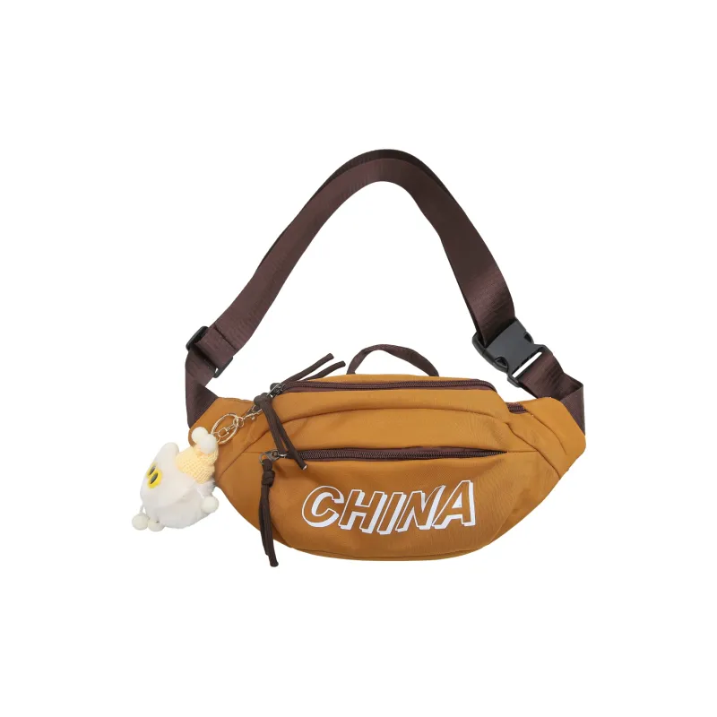 OURFUN Nylon Waist Bag Chest Bag Regular Unisex Ecru/Black/Khaki/Green-7