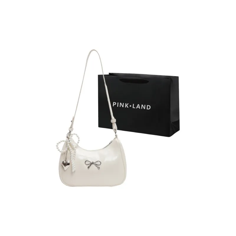 PINK·LAND PU Shoulder Bag Women's Ecru/Silver/Black/Burgundy/Brown-0