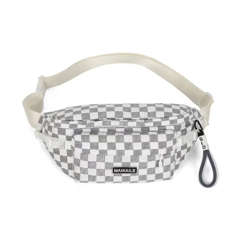 OURFUN Nylon Sling Bag Regular Unisex Light Gray/Black/Lotus Color/Neon Green-0