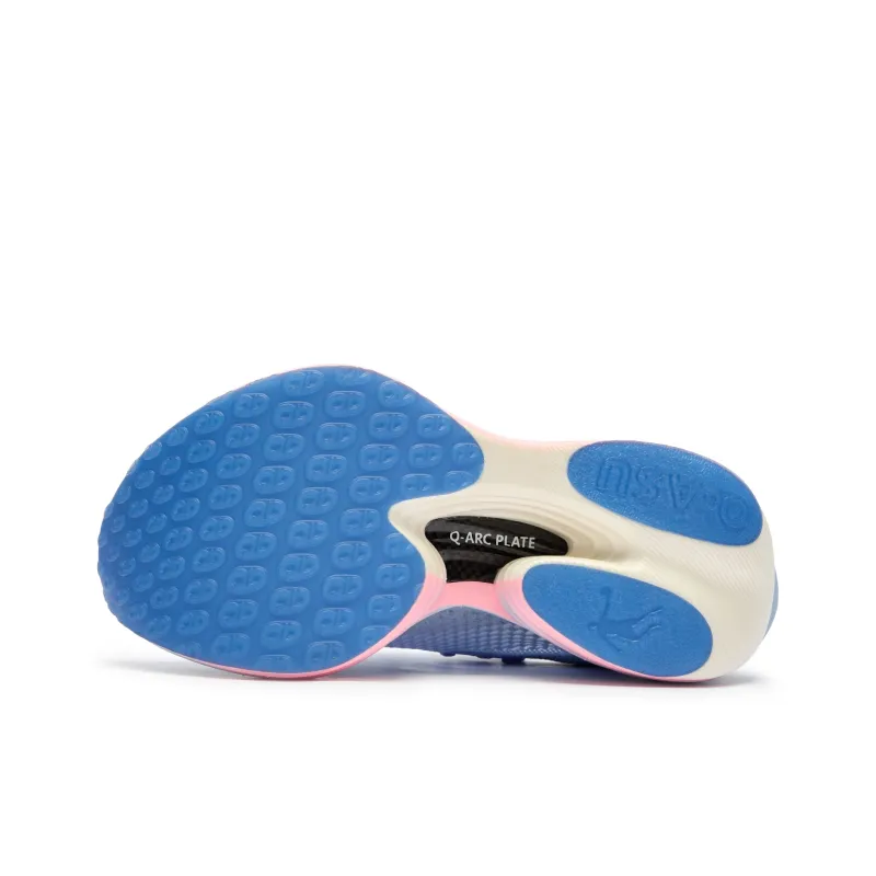 QIAODAN Flying Shadow PLAID 1.5 Running Shoes Women's Low Top Union Blue Honey Pink-4