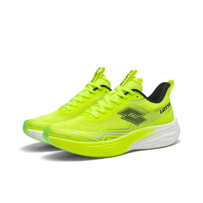 LOTTO Anti-Slip Wear-Resistant Low-Top Carbon Plate Training Running Shoes Women's Neon Green-2