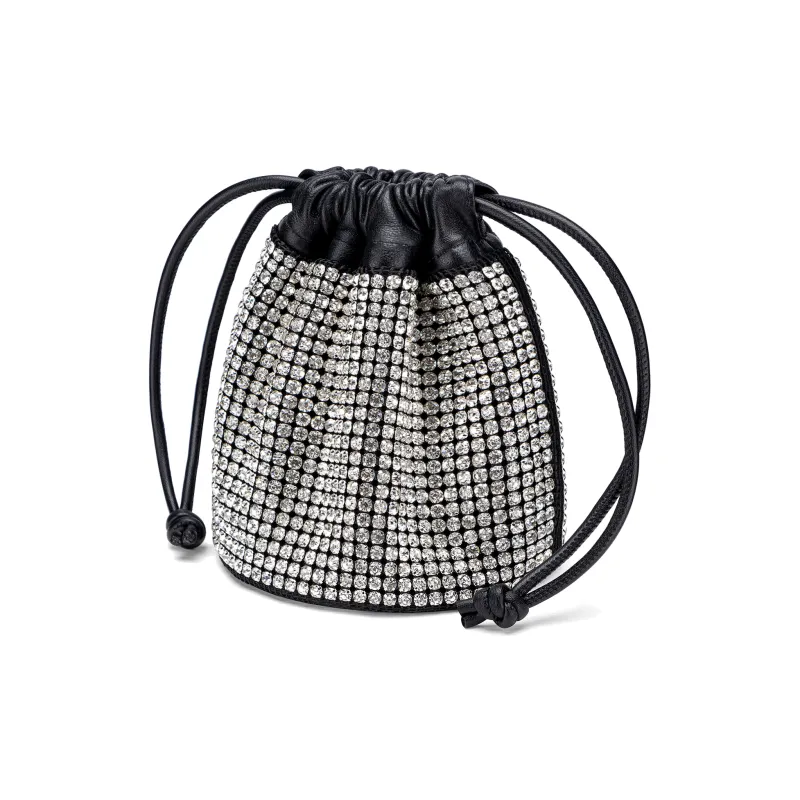 NothingButMini Rhinestone Sheepskin Shoulder Bag Women's Crystal White/Crystal Black-0