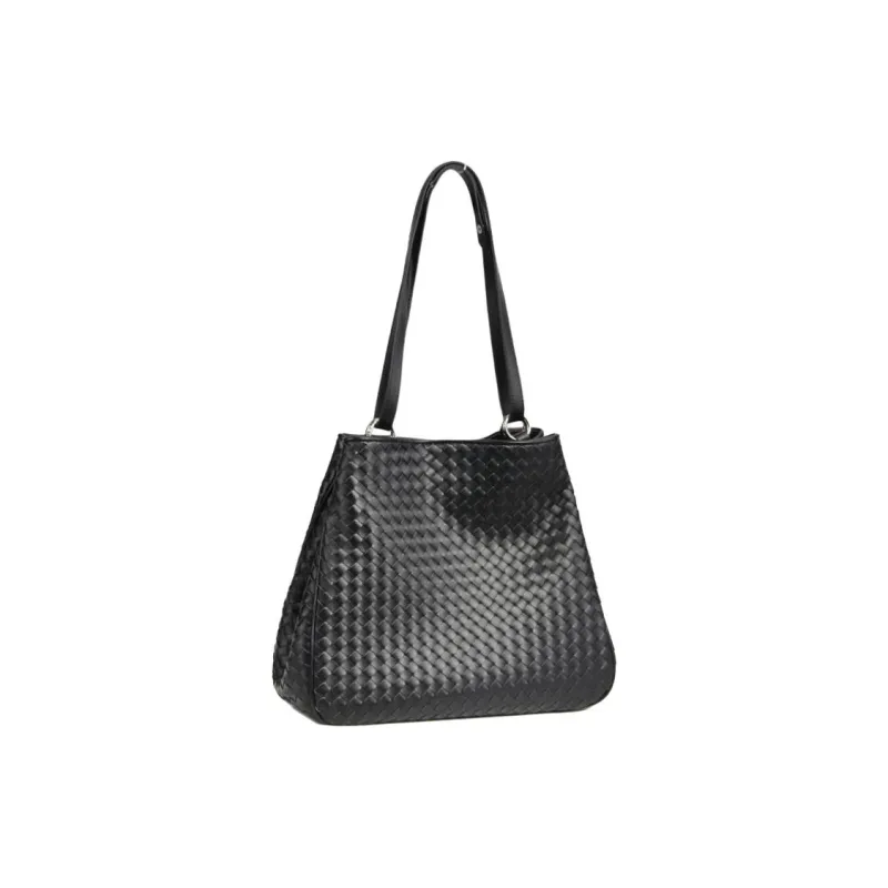 YOCAMU Cow Leather Bucket Bag Handbag Shoulder Bag Crossbody Bag Large Size Women's Black/Limestone White-2