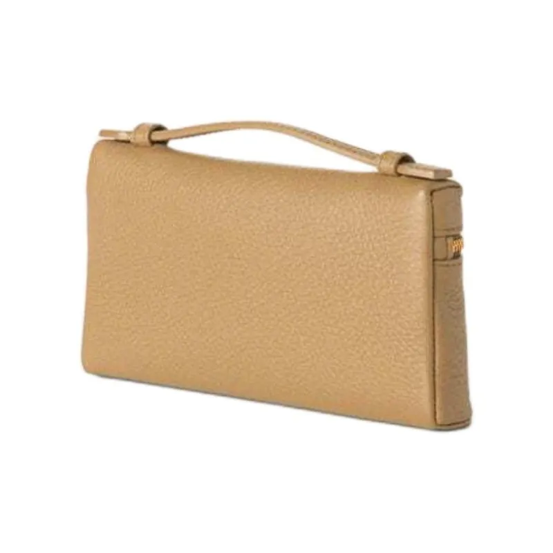 Loro Piana Cow Leather Clutch Mini Women's Stone Color & Sun Gold-2