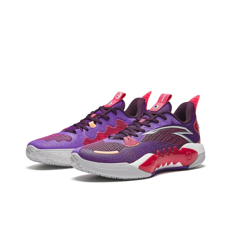 Anta Frenzy 5team V2 Cushioning Wear Resistant Low Top Basketball Shoes Men's Fuchsia-2