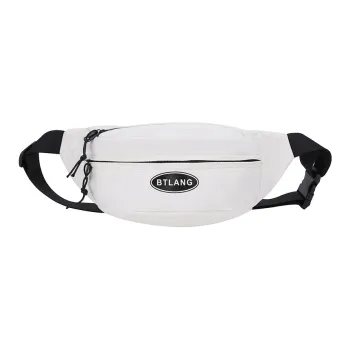 OURFUN Nylon Cell Phone One Shoulder Crossbody Fanny Pack Sling Bag Unisex Ecru/Black/Green