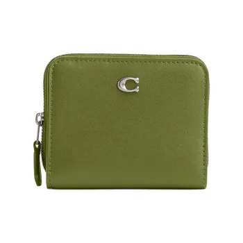 COACH Billfold Wallet Calfskin Wallet Mini Women's Dark Lime Green