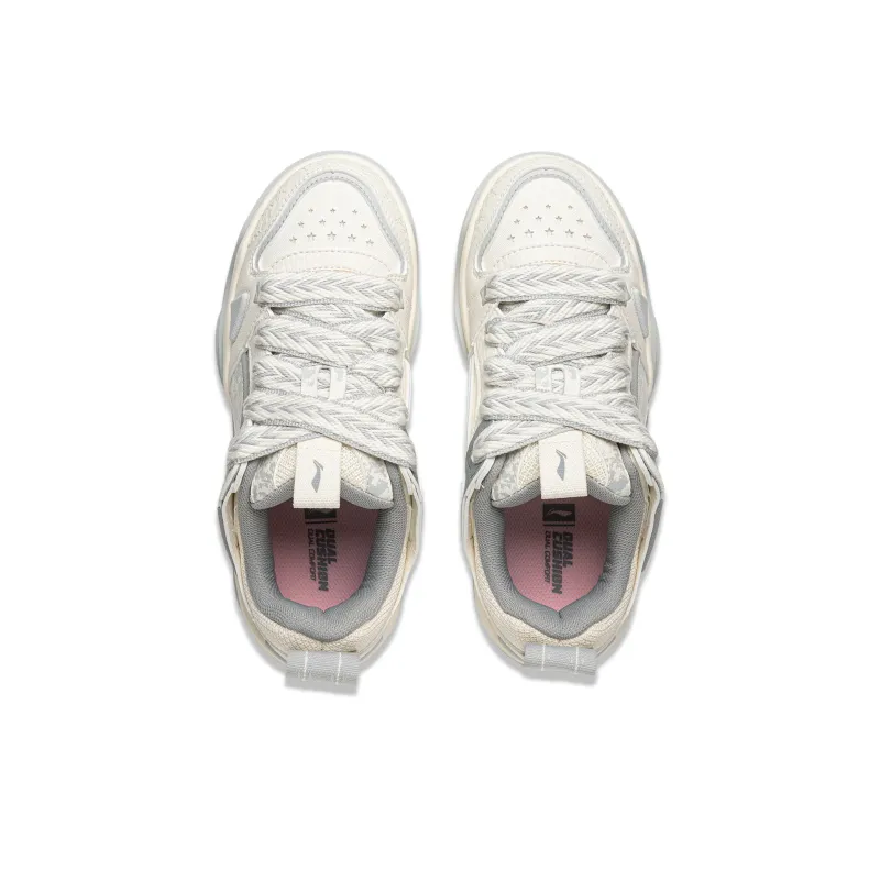 LiNing Jingcheng 2.0 V2 Slip Resistant Cushioning Abrasion Resistant Low Top Skateboard Shoes Women's Ecru-3