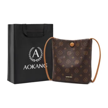 AOKANG PVC Cell Phone Pouch, Bucket Bag, Crossbody Bag, Shoulder Bag, Earphone Case Regular Women's Coffee/Ecru