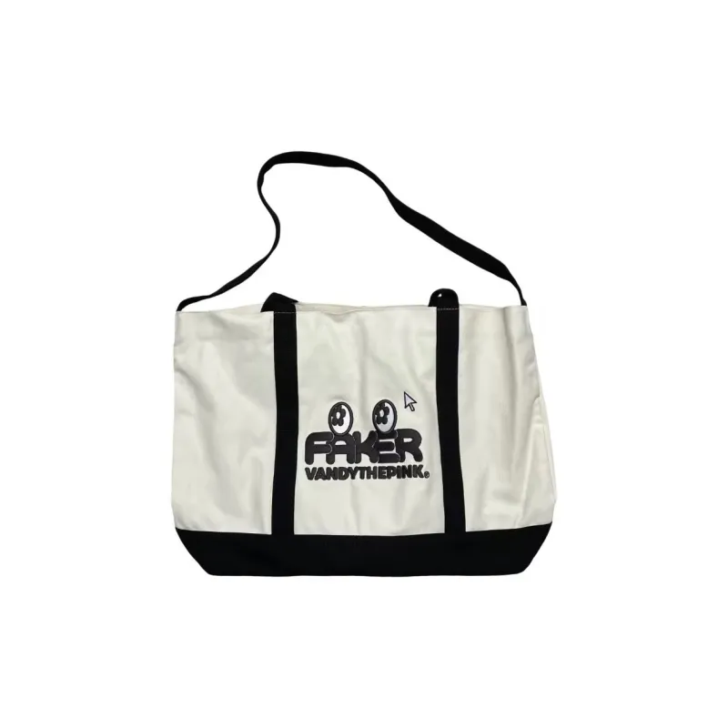 Vandy The Pink Canvas Handbag Regular Unisex Black White-2